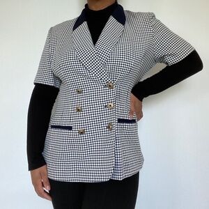 Short Sleeve Blue and White Retro Blazer